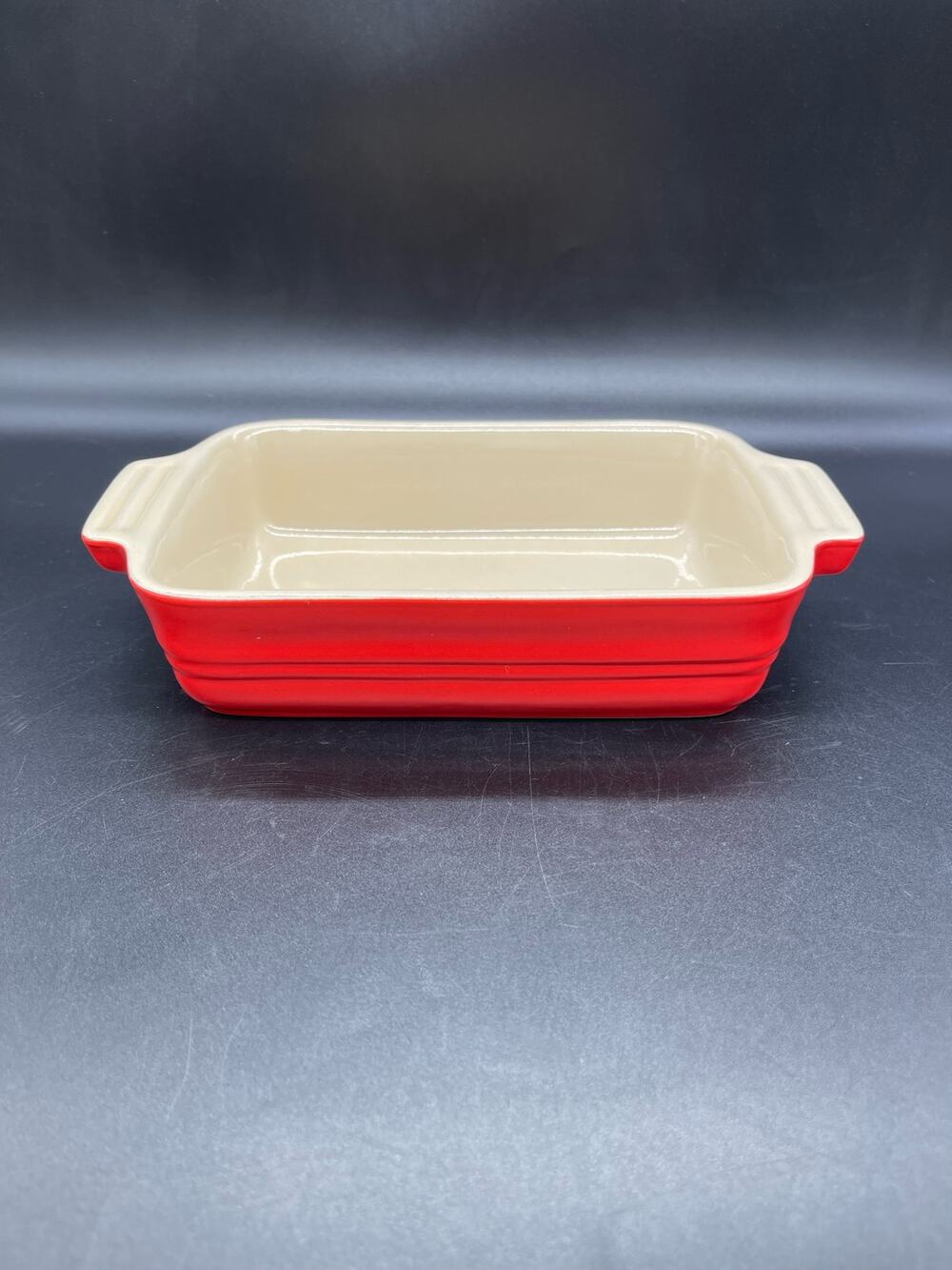 LeCreuset 18-24 Red Rectangular Stoneware Casserole Baking Dish 9" x 5"